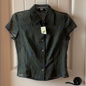 Charcoal sheer blouse